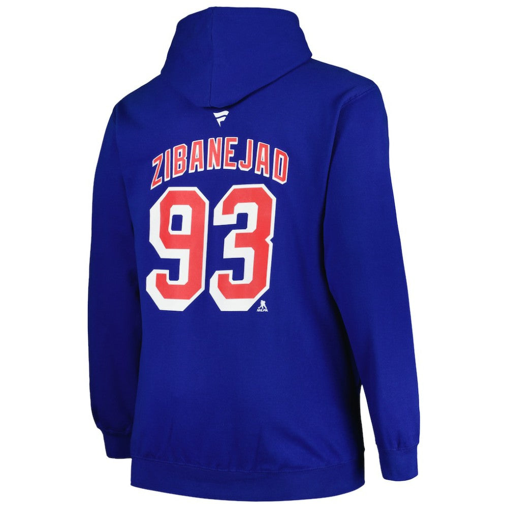 Mika Zibanejad New York Rangers Profile Big & Tall Name & Number Pullover Hoodie Blue