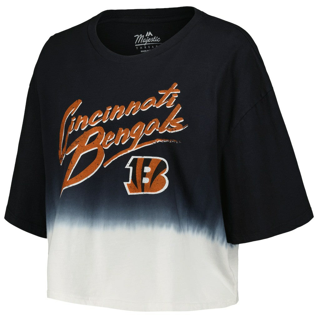 Joe Burrow Cincinnati Bengals Majestic Threads Women's Dip-Dye Player Name & Number Crop Top - Black/White online