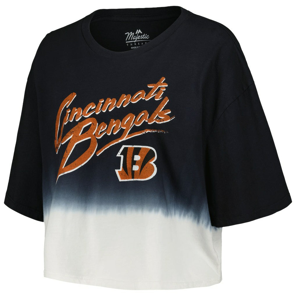 Joe Burrow Cincinnati Bengals Majestic Threads Women's Dip-Dye Player Name & Number Crop Top - Black/White online