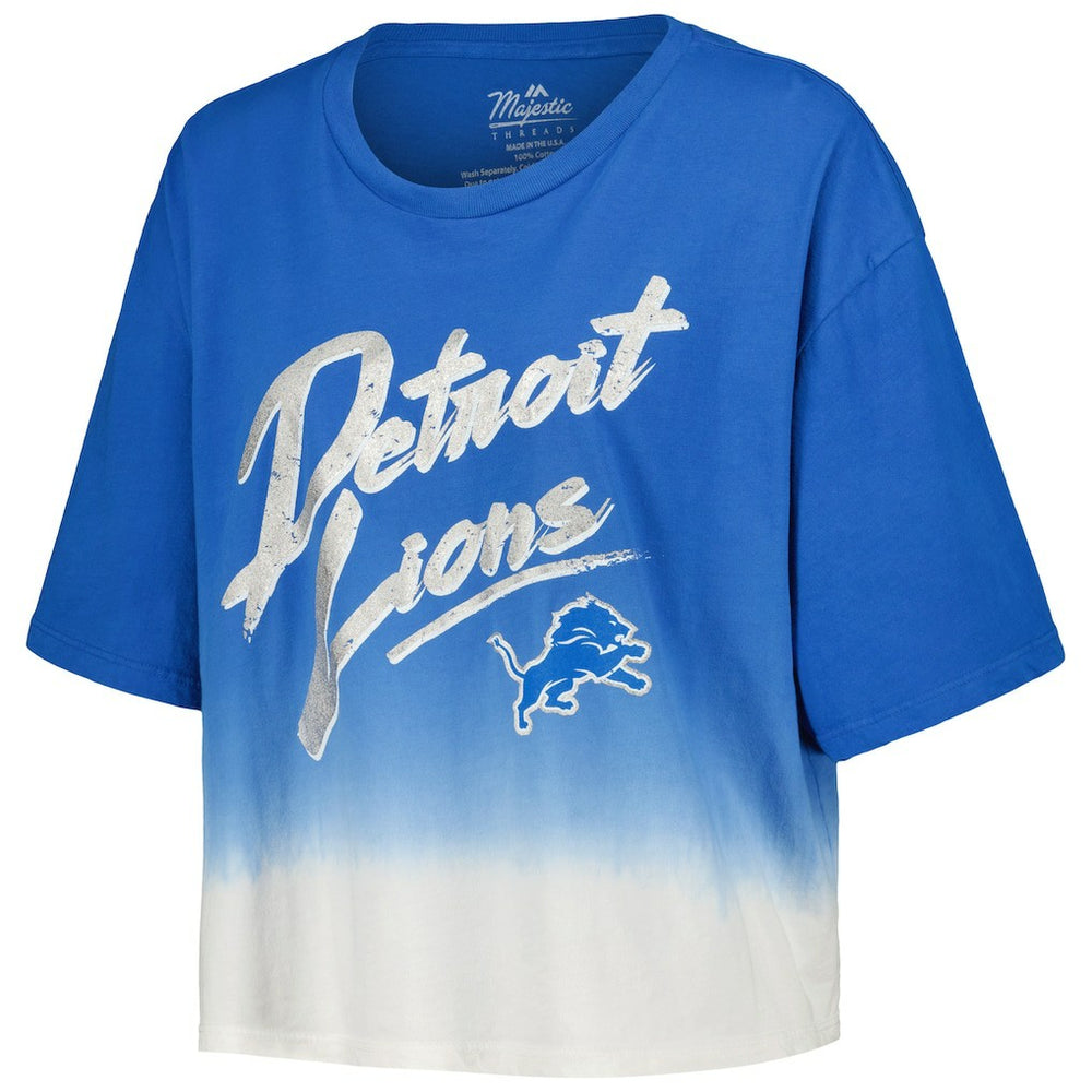 Aidan Hutchinson Detroit Lions Majestic Threads Women's Dip-Dye Player Name & Number Crop Top - Blue/White discount