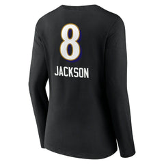 Lamar Jackson Baltimore Ravens Women's Team Wordmark Long Sleeve V-Neck T-Shirt - Black for sale