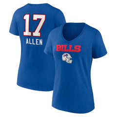 Josh Allen Buffalo Bills Women's Team Wordmark Name & Number V-Neck T-Shirt - Royal discount