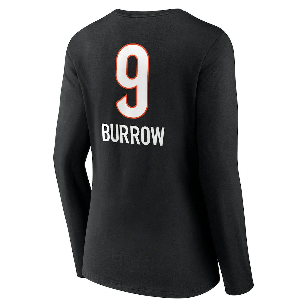 Joe Burrow Cincinnati Bengals Women's Team Wordmark Long Sleeve V-Neck T-Shirt - Black cheap