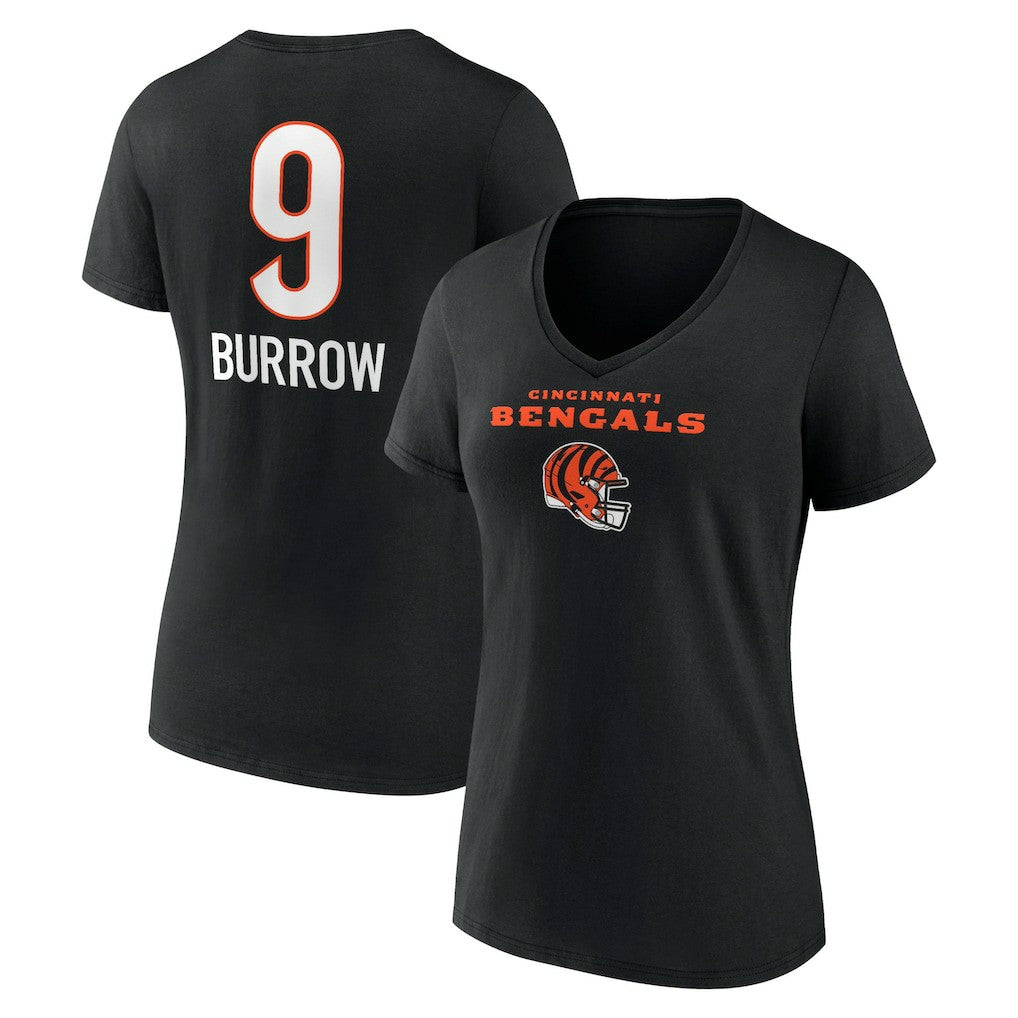 Joe Burrow Cincinnati Bengals Women's Team Wordmark Name & Number V-Neck T-Shirt - Black discount