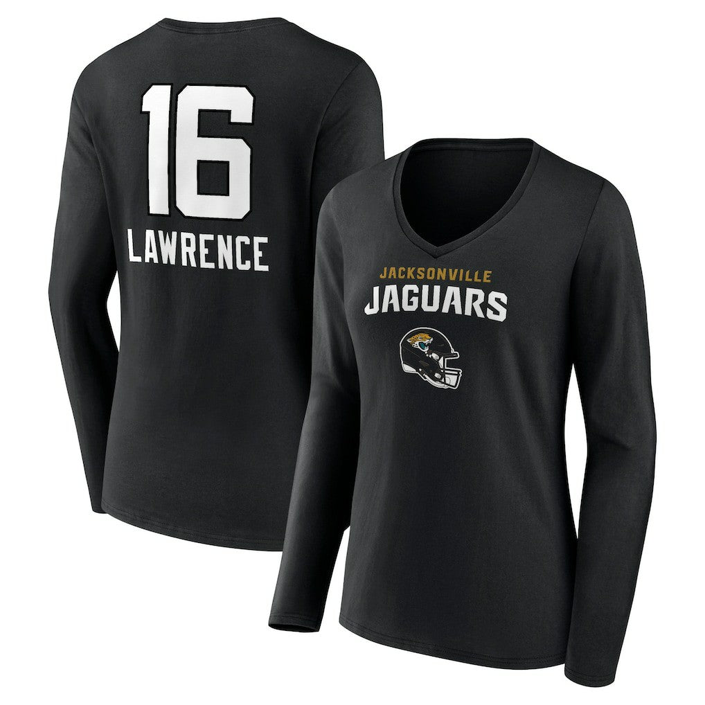 Trevor Lawrence Jacksonville Jaguars Women's Team Wordmark Long Sleeve V-Neck T-Shirt - Black outlet