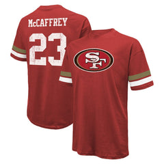 Christian McCaffrey San Francisco 49ers Majestic Threads Name & Number Oversized Fit T-Shirt - Scarlet on sale