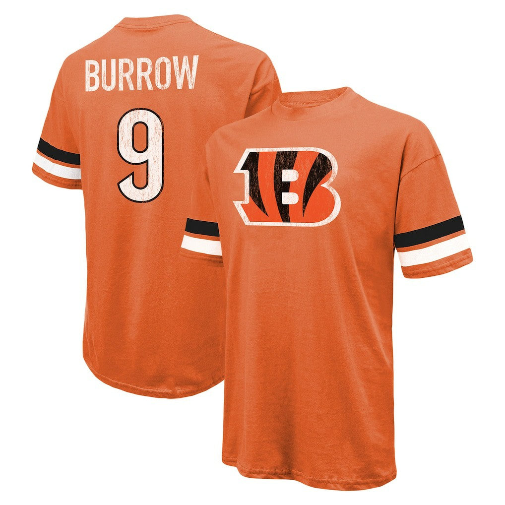 Joe Burrow Cincinnati Bengals Majestic Threads Name & Number Oversize Fit T-Shirt - Orange on sale