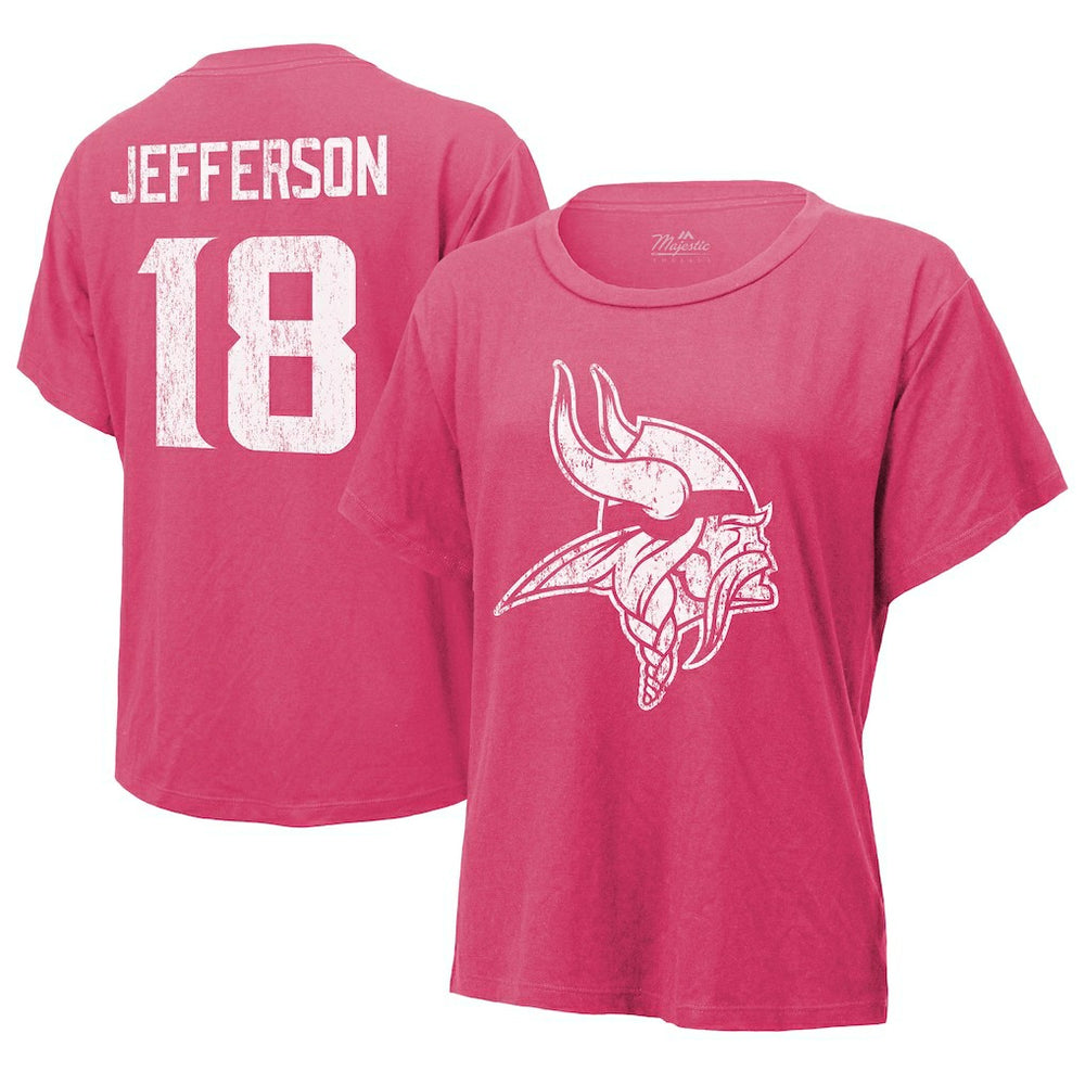 Justin Jefferson Minnesota Vikings Majestic Threads Women's Name & Number T-Shirt - Pink on sale
