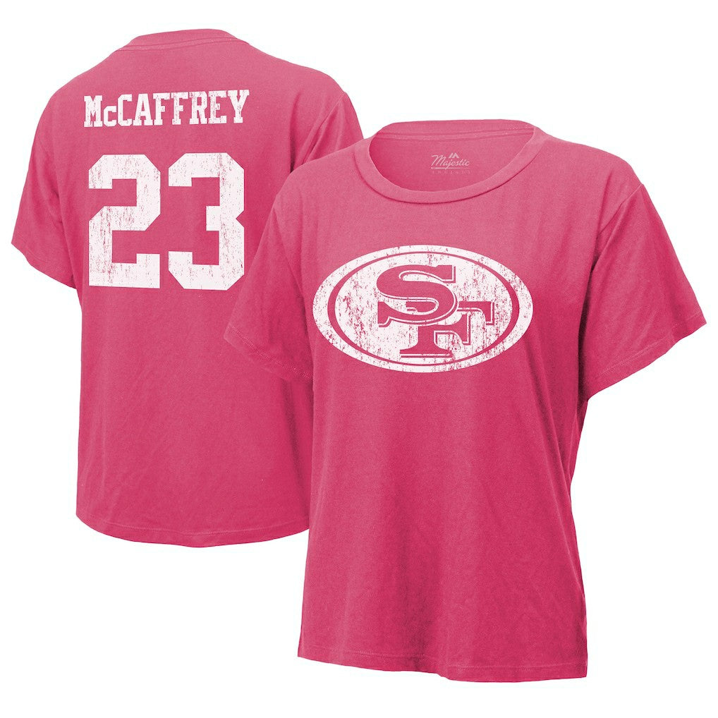 Christian McCaffrey San Francisco 49ers Majestic Threads Women's Name & Number T-Shirt - Pink cheap