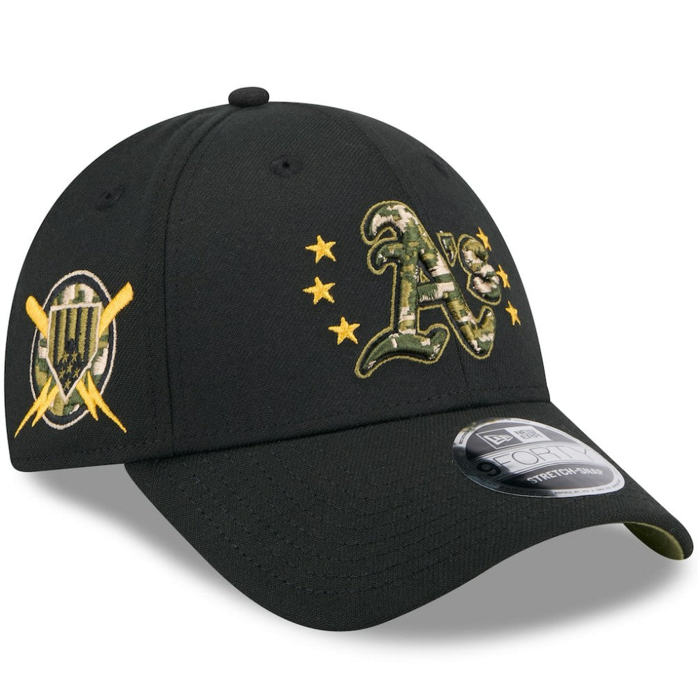 Athletics 2024 Armed Forces Day 9FORTY Adjustable Hat - Black | New Era