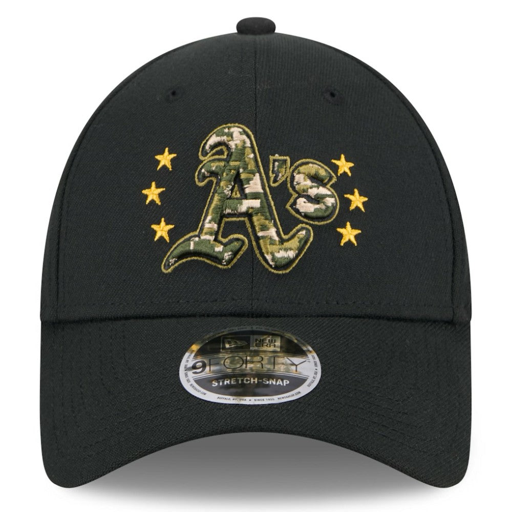 Athletics 2024 Armed Forces Day 9FORTY Adjustable Hat - Black | New Era