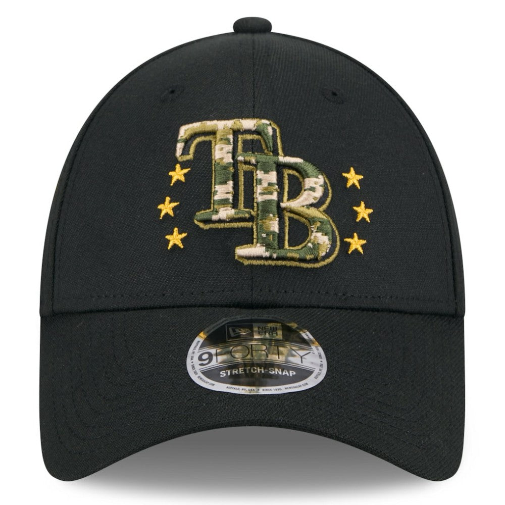 Tampa Bay Rays 2024 Armed Forces Day 9FORTY Adjustable Hat - Black | New Era