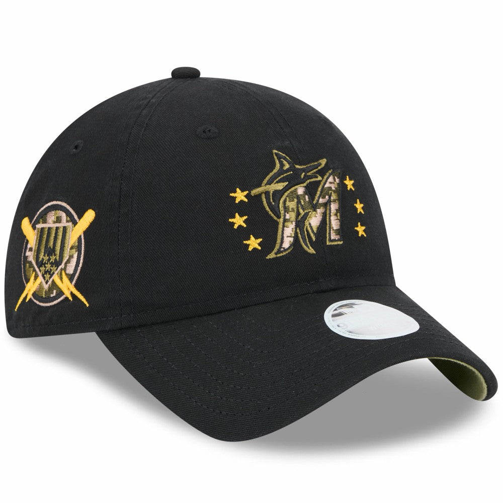 Miami Marlins Women's 2024 Armed Forces Day 9TWENTY Adjustable Hat - Black | New Era