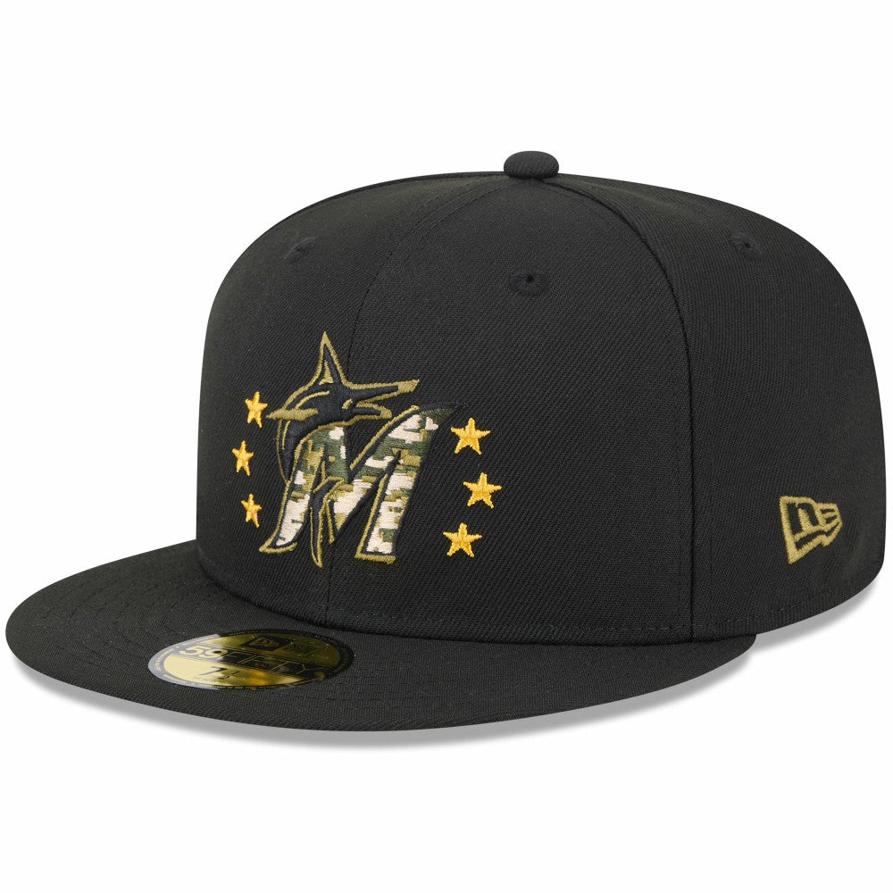 Miami Marlins 2024 Armed Forces Day On-Field 59FIFTY Fitted Hat - Black | New Era