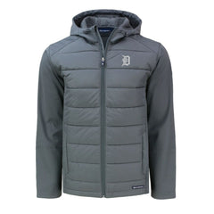 Detroit Tigers Cutter & Buck Big & Tall Evoke Hybrid Eco Softshell Recycled Full-Zip Hoodie - Gray