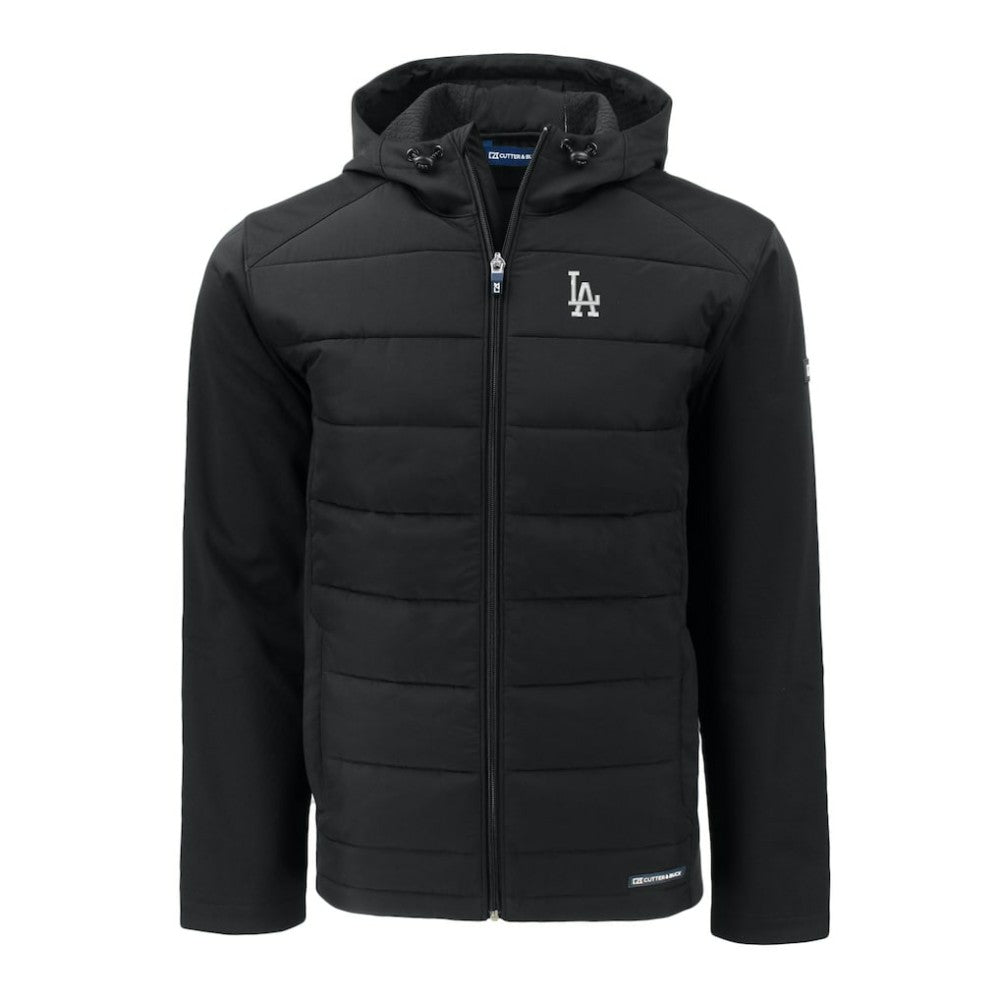 Los Angeles Dodgers Cutter & Buck Big & Tall Evoke Hybrid Eco Softshell Recycled Full-Zip Hoodie - Black