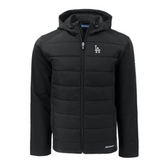 Los Angeles Dodgers Cutter & Buck Big & Tall Evoke Hybrid Eco Softshell Recycled Full-Zip Hoodie - Black