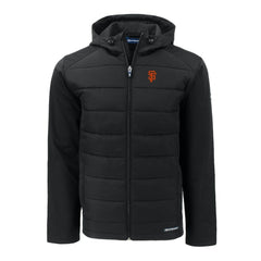 San Francisco Giants Cutter & Buck Big & Tall Evoke Hybrid Eco Softshell Recycled Full-Zip Hoodie - Black