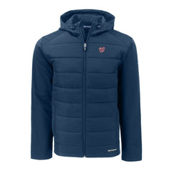 Washington Nationals Cutter & Buck Big & Tall Evoke Hybrid Eco Softshell Recycled Full-Zip Hoodie - Navy