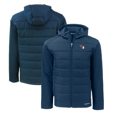 Cleveland Guardians Cutter & Buck Evoke Hybrid Eco Softshell Recycled Full-Zip Hoodie - Navy