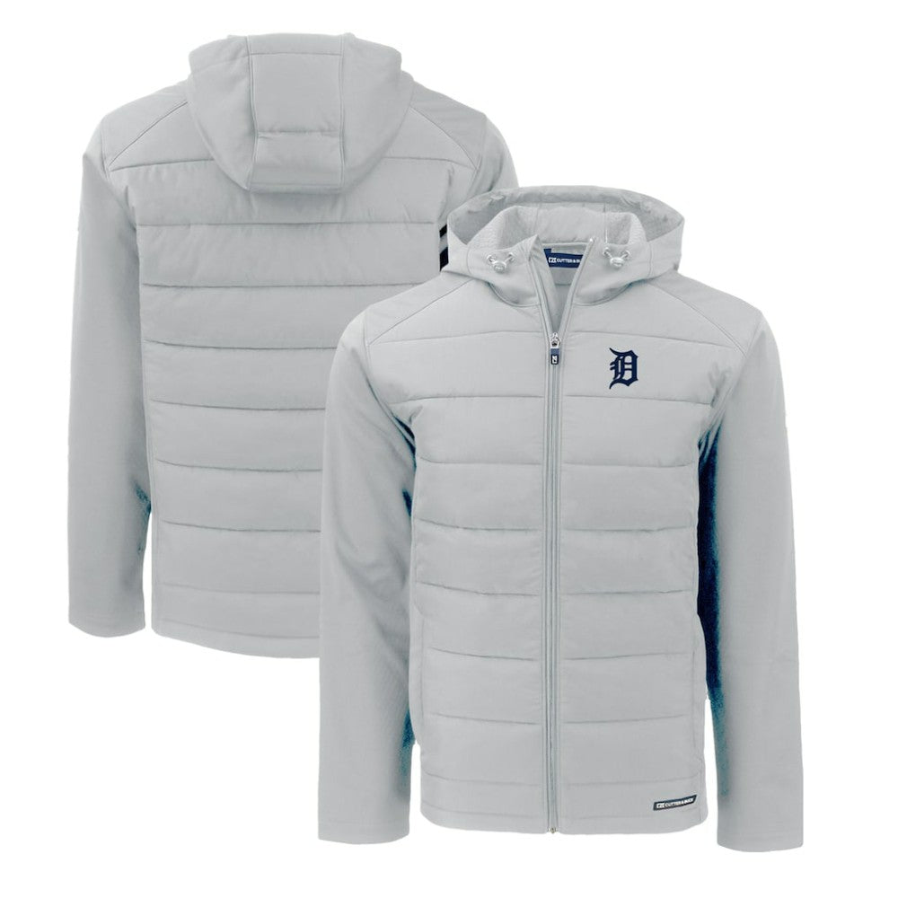 Detroit Tigers Cutter & Buck Evoke Hybrid Eco Softshell Recycled Full-Zip Hoodie - Gray