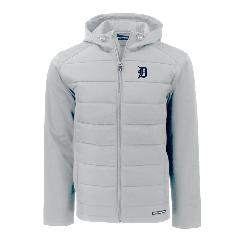 Detroit Tigers Cutter & Buck Evoke Hybrid Eco Softshell Recycled Full-Zip Hoodie - Gray