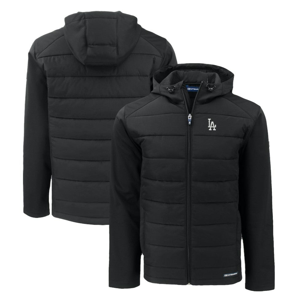 Los Angeles Dodgers Cutter & Buck Evoke Hybrid Eco Softshell Recycled Full-Zip Hoodie - Black
