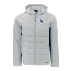 Los Angeles Dodgers Cutter & Buck Evoke Hybrid Eco Softshell Recycled Full-Zip Hoodie - Gray