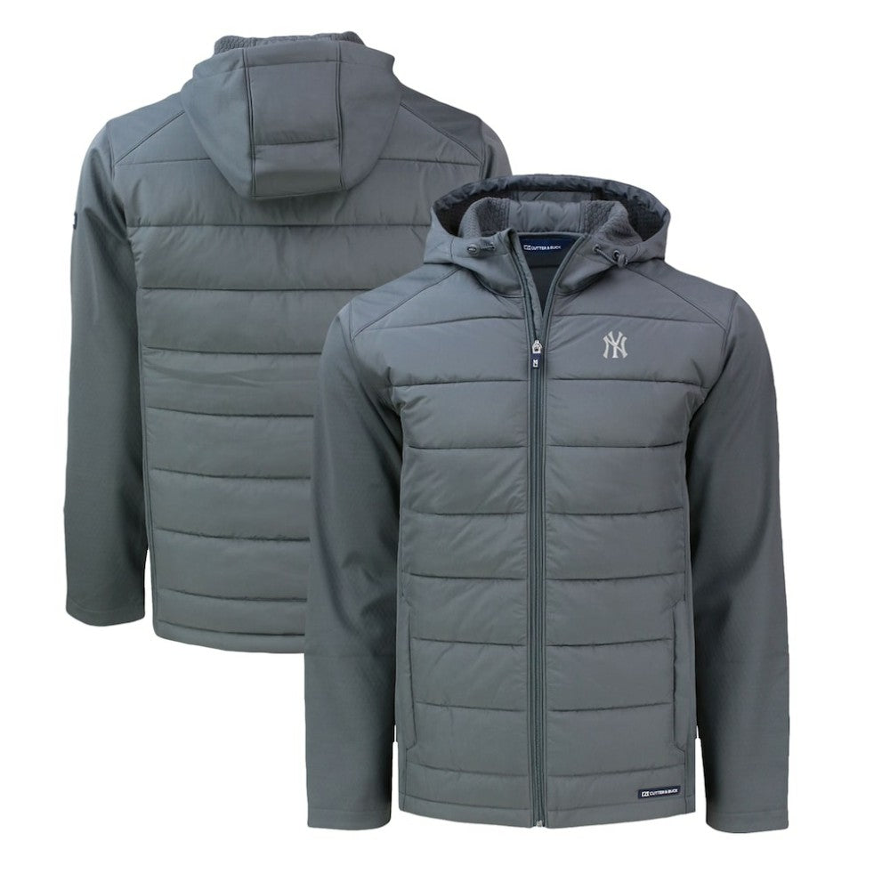 New York Yankees Cutter & Buck Evoke Hybrid Eco Softshell Recycled Full-Zip Hoodie - Gray