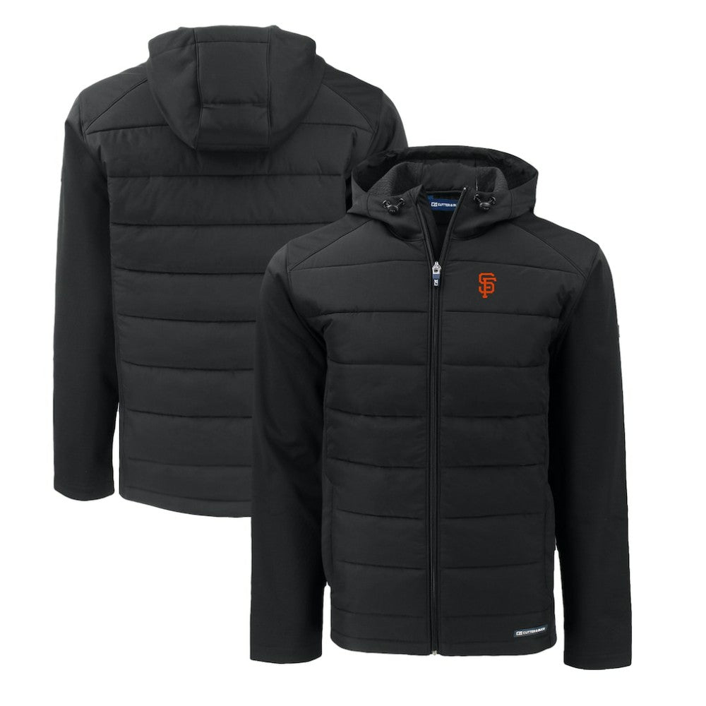 San Francisco Giants Cutter & Buck Evoke Hybrid Eco Softshell Recycled Full-Zip Hoodie - Black
