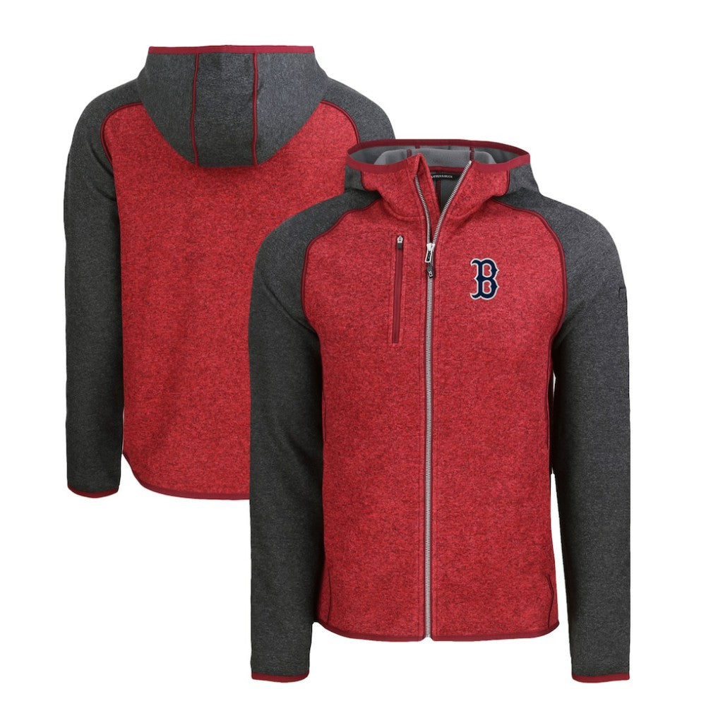Boston Red Sox Cutter & Buck Mainsail Full-Zip Hooded Jacket - Heather Charcoal/Red