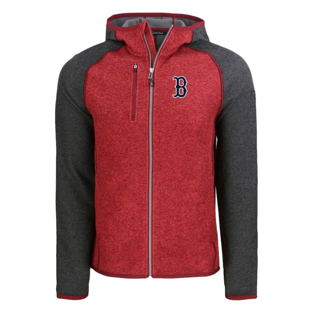 Boston Red Sox Cutter & Buck Mainsail Full-Zip Hooded Jacket - Heather Charcoal/Red