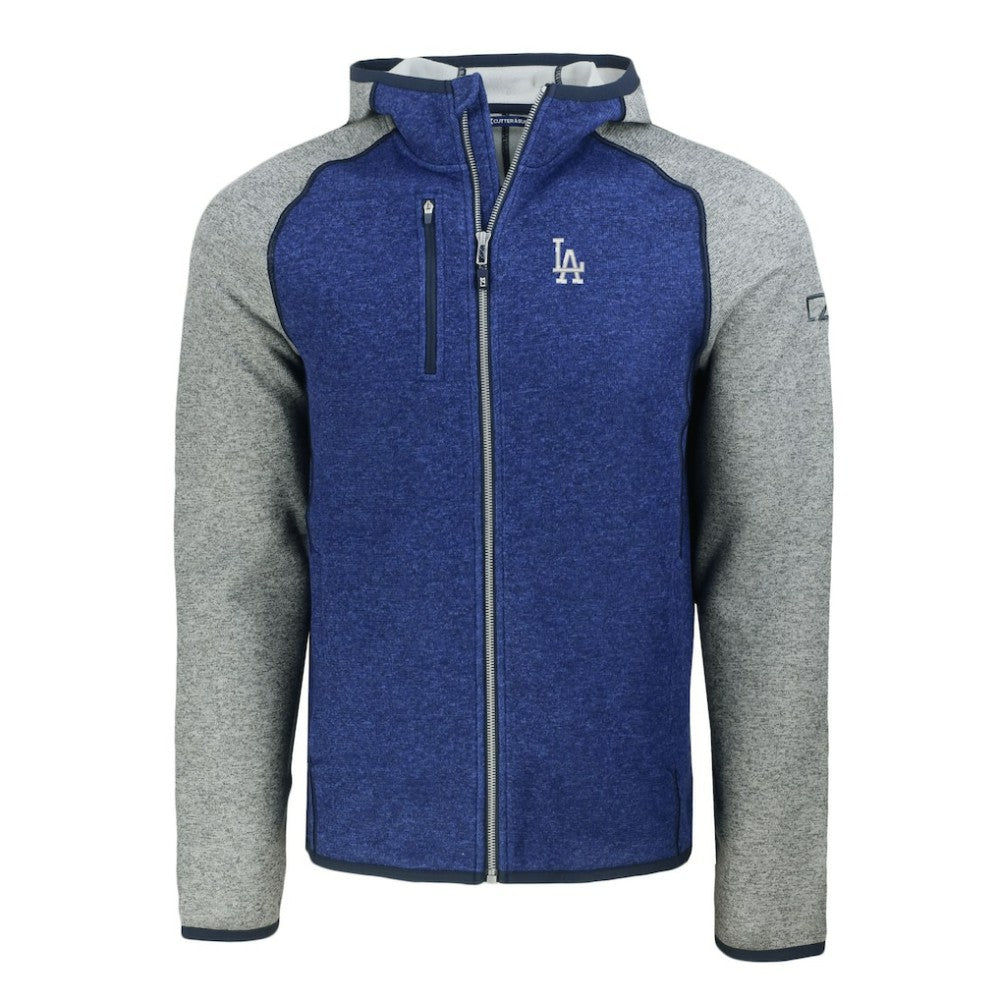 Los Angeles Dodgers Cutter & Buck Mainsail Full-Zip Hooded Jacket - Royal/Heather Gray