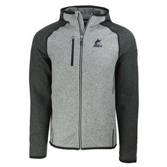 Miami Marlins Cutter & Buck Mainsail Full-Zip Hooded Jacket - Heather Charcoal/Heather Gray