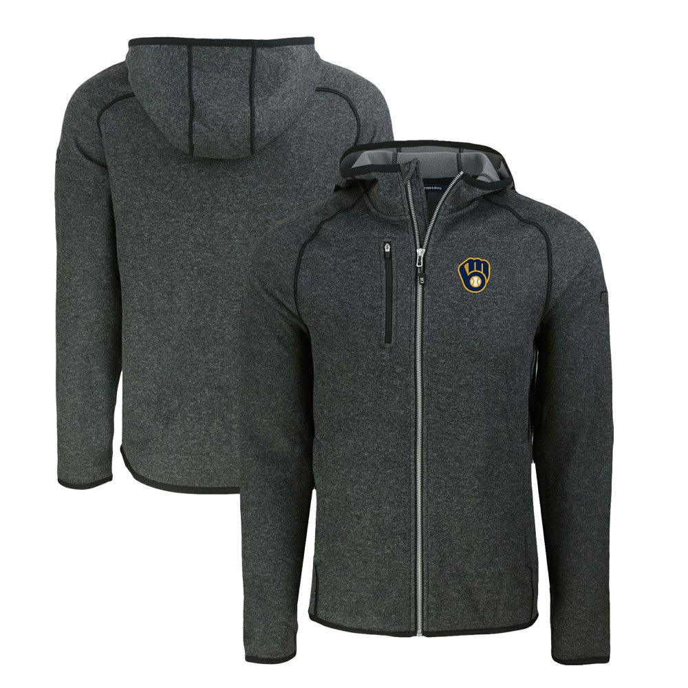 Milwaukee Brewers Cutter & Buck Mainsail Full-Zip Hooded Jacket - Heather Charcoal