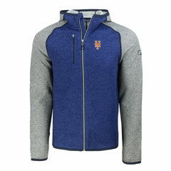 New York Mets Cutter & Buck Mainsail Full-Zip Hooded Jacket - Royal/Heather Gray