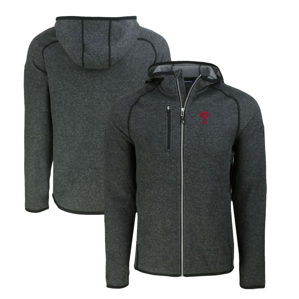Philadelphia Phillies Cutter & Buck Mainsail Full-Zip Hooded Jacket - Heather Charcoal