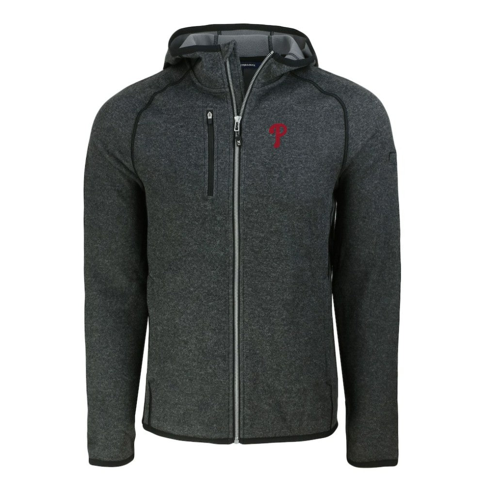Philadelphia Phillies Cutter & Buck Mainsail Full-Zip Hooded Jacket - Heather Charcoal