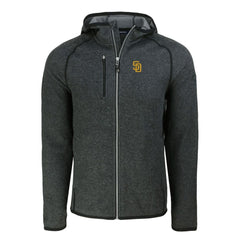 San Diego Padres Cutter & Buck Mainsail Full-Zip Hooded Jacket - Heather Charcoal