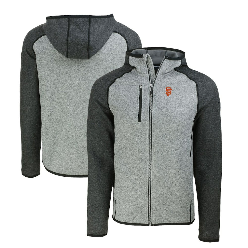 San Francisco Giants Cutter & Buck Mainsail Full-Zip Hooded Jacket - Heather Charcoal/Heather Gray
