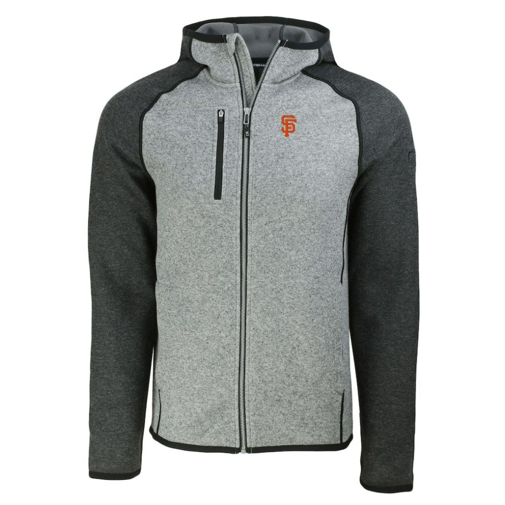 San Francisco Giants Cutter & Buck Mainsail Full-Zip Hooded Jacket - Heather Charcoal/Heather Gray