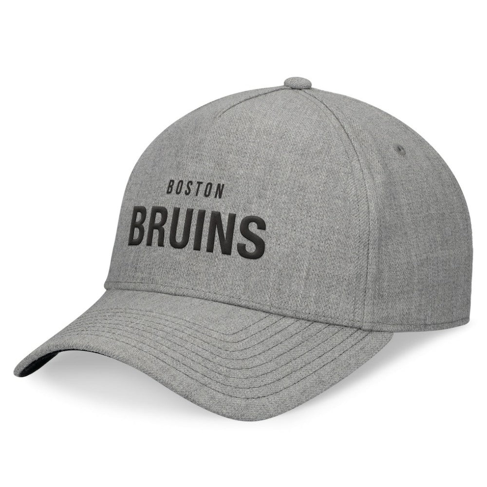 Boston Bruins Fanatics Elements A-Frame Leather Strapback Hat Heather Gray