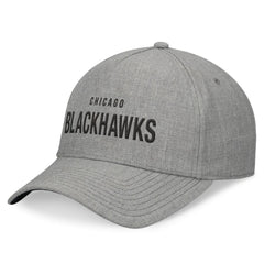Chicago Blackhawks Fanatics Elements A-Frame Leather Strapback Hat Heather Gray