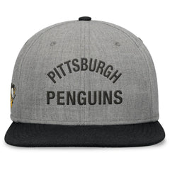 Pittsburgh Penguins Fanatics Elements Flat Brim Leather Strapback Hat Heather Gray