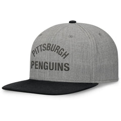 Pittsburgh Penguins Fanatics Elements Flat Brim Leather Strapback Hat Heather Gray
