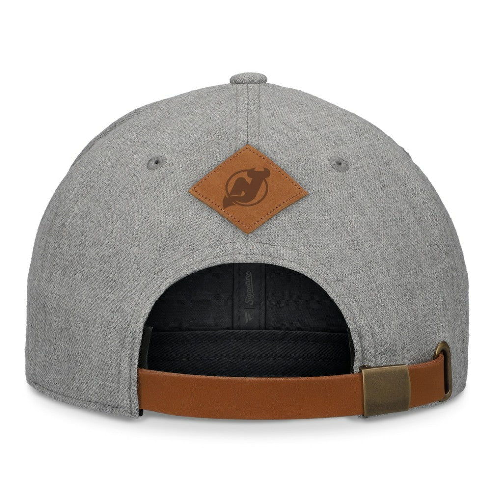 New Jersey Devils Fanatics Elements A-Frame Leather Strapback Hat Heather Gray