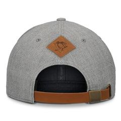 Pittsburgh Penguins Fanatics Elements A-Frame Leather Strapback Hat Heather Gray