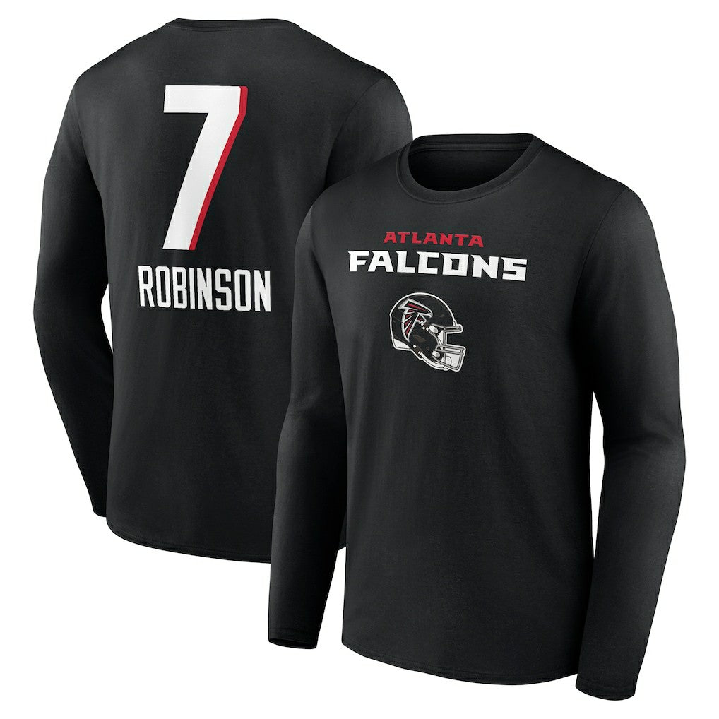 Bijan Robinson Atlanta Falcons Team Wordmark Name & Number Long Sleeve T-Shirt - Black sale