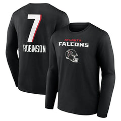 Bijan Robinson Atlanta Falcons Team Wordmark Name & Number Long Sleeve T-Shirt - Black sale