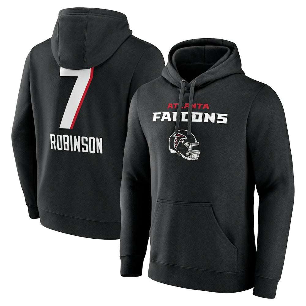 Bijan Robinson Atlanta Falcons Team Wordmark Name & Number Pullover Hoodie - Black discount